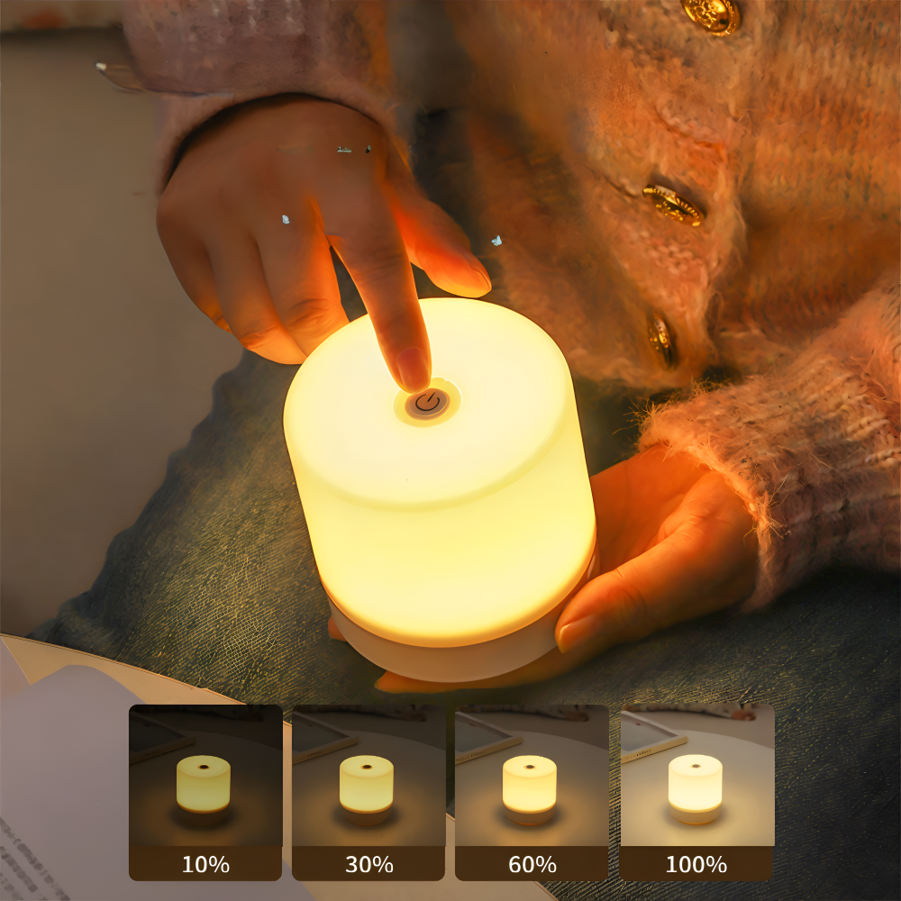 LuminoTap - USB Betriebenes Zylindrisches Mini Nachtlicht - Lampe mit Touch Dimmer