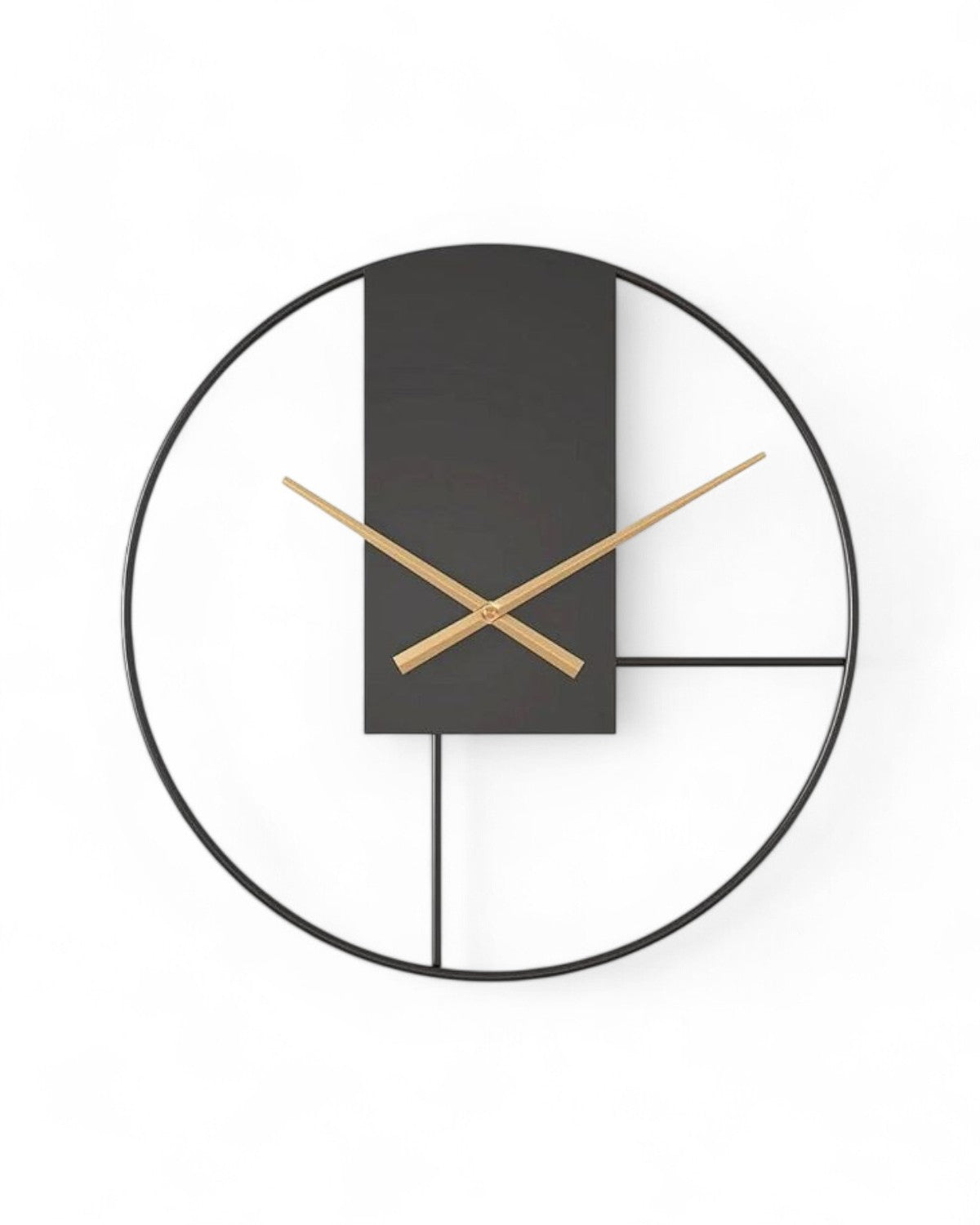 Luna Wanduhr Modern | Eleganter Schwarz-Runder Rahmen mit Goldenen Akzenten 1