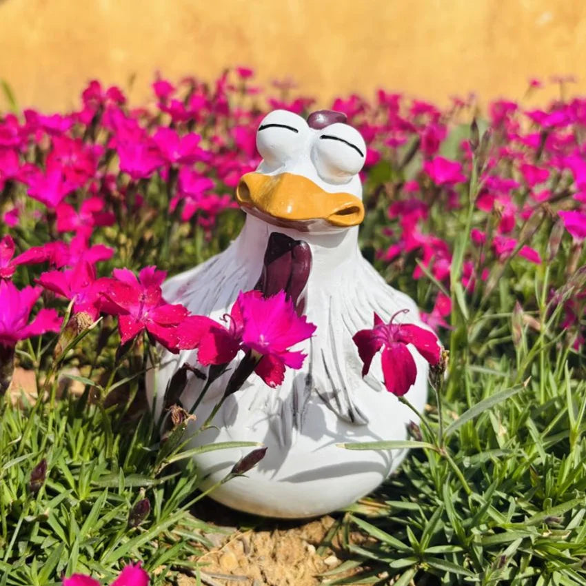 Lustige Gartenfiguren - Wetterfeste Kunstharz Hühner Skulpturen für Garten Dekoration 2