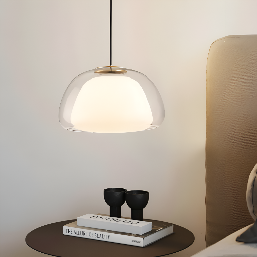 LustreJell - Moderne Creme Glas Pendelleuchte - Transparente Jelly LED Hängelampe