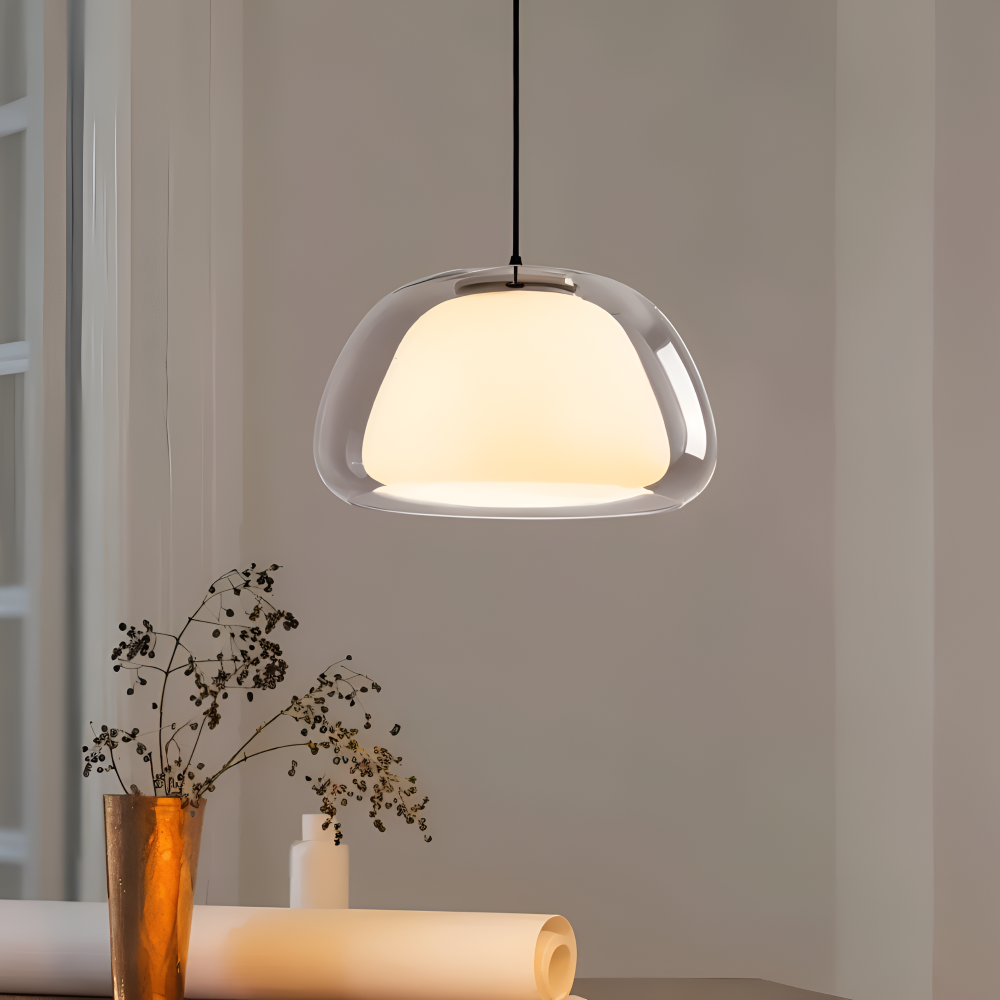 LustreJell - Moderne Creme Glas Pendelleuchte - Transparente Jelly LED Hängelampe