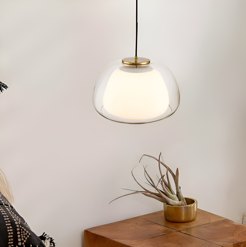 LustreJell - Moderne Creme Glas Pendelleuchte - Transparente Jelly LED Hängelampe