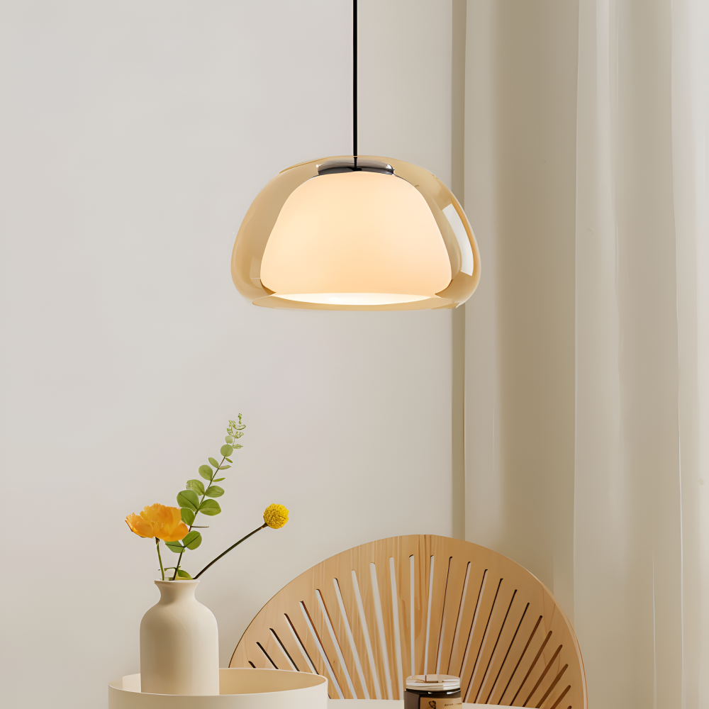LustreJell - Moderne Creme Glas Pendelleuchte - Transparente Jelly LED Hängelampe