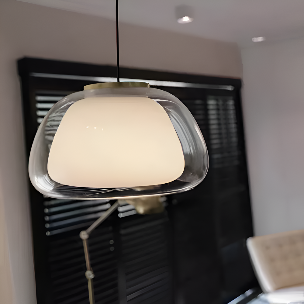 LustreJell - Moderne Creme Glas Pendelleuchte - Transparente Jelly LED Hängelampe