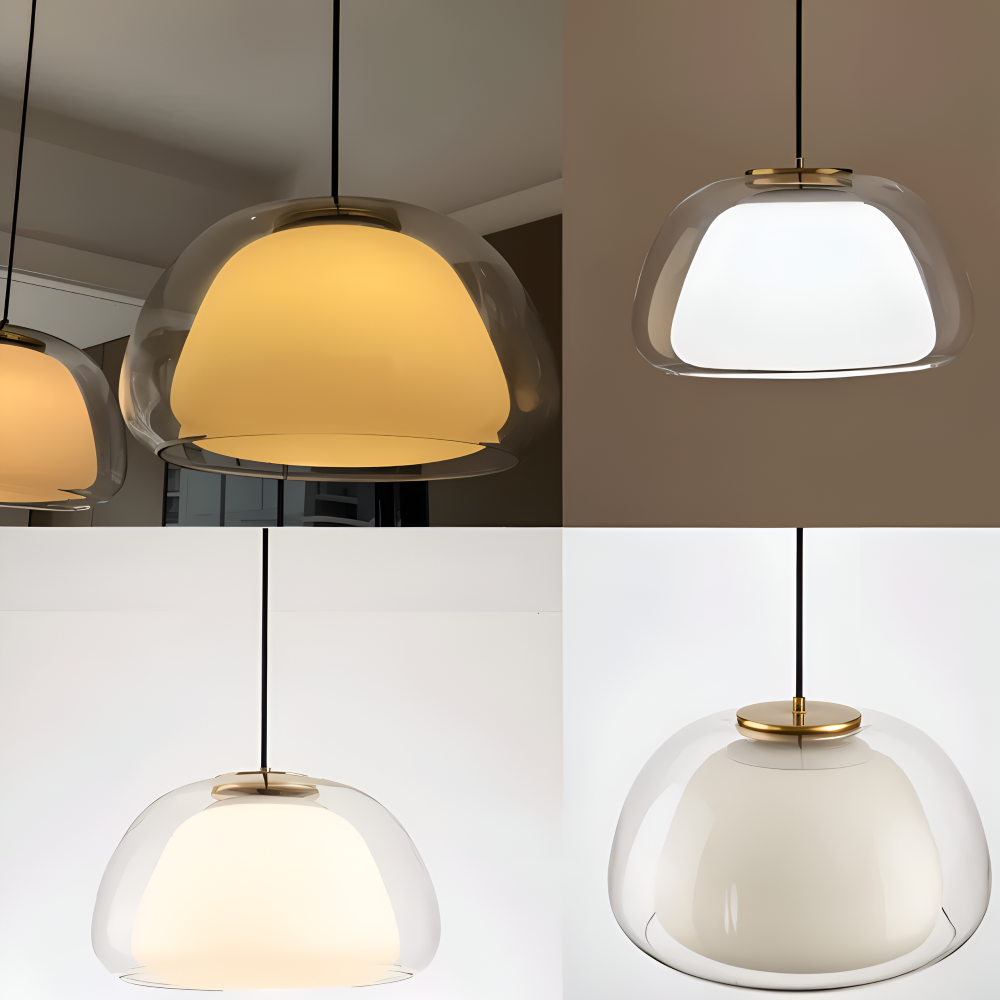 LustreJell - Moderne Creme Glas Pendelleuchte - Transparente Jelly LED Hängelampe