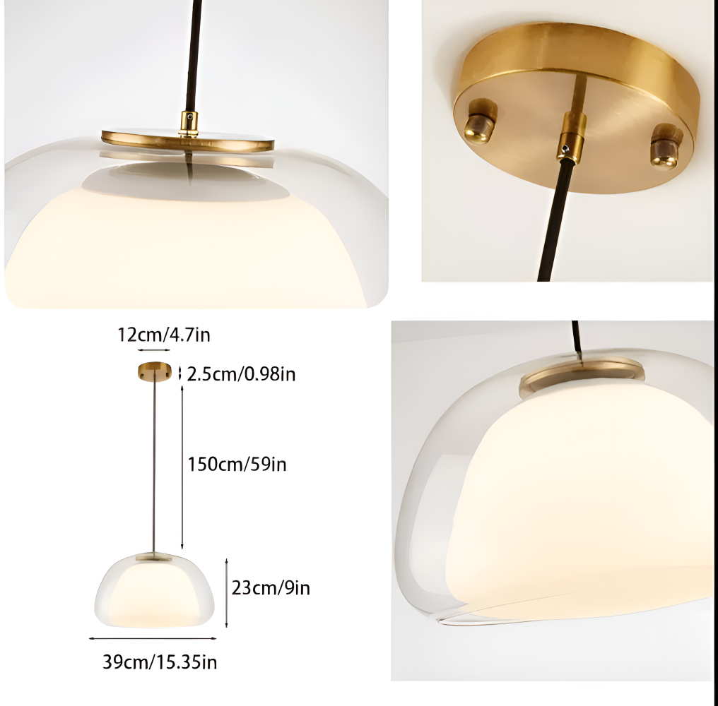 LustreJell - Moderne Creme Glas Pendelleuchte - Transparente Jelly LED Hängelampe