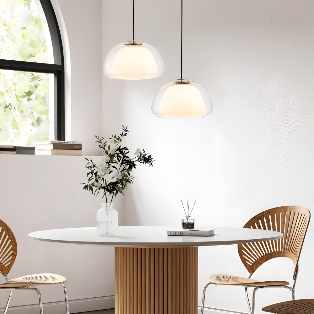LustreJell - Moderne Creme Glas Pendelleuchte - Transparente Jelly LED Hängelampe