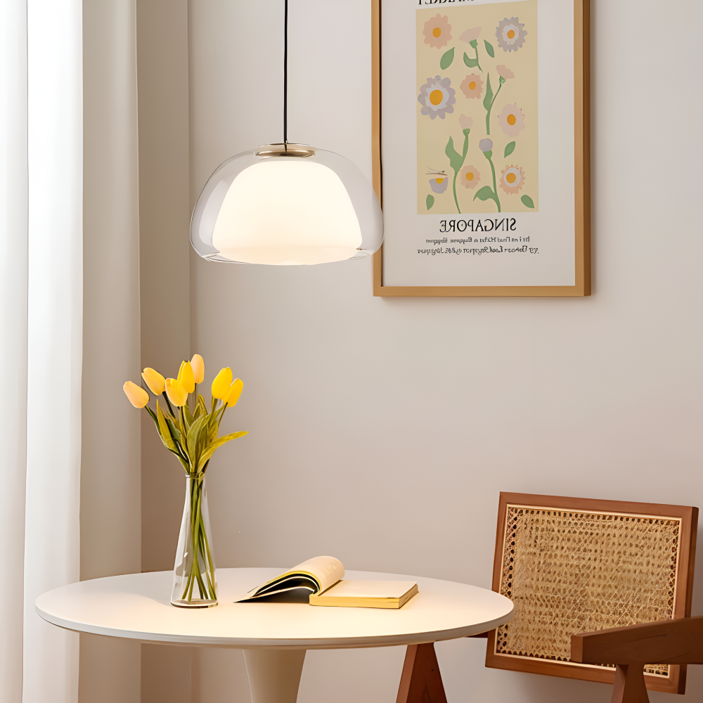 LustreJell - Moderne Creme Glas Pendelleuchte - Transparente Jelly LED Hängelampe