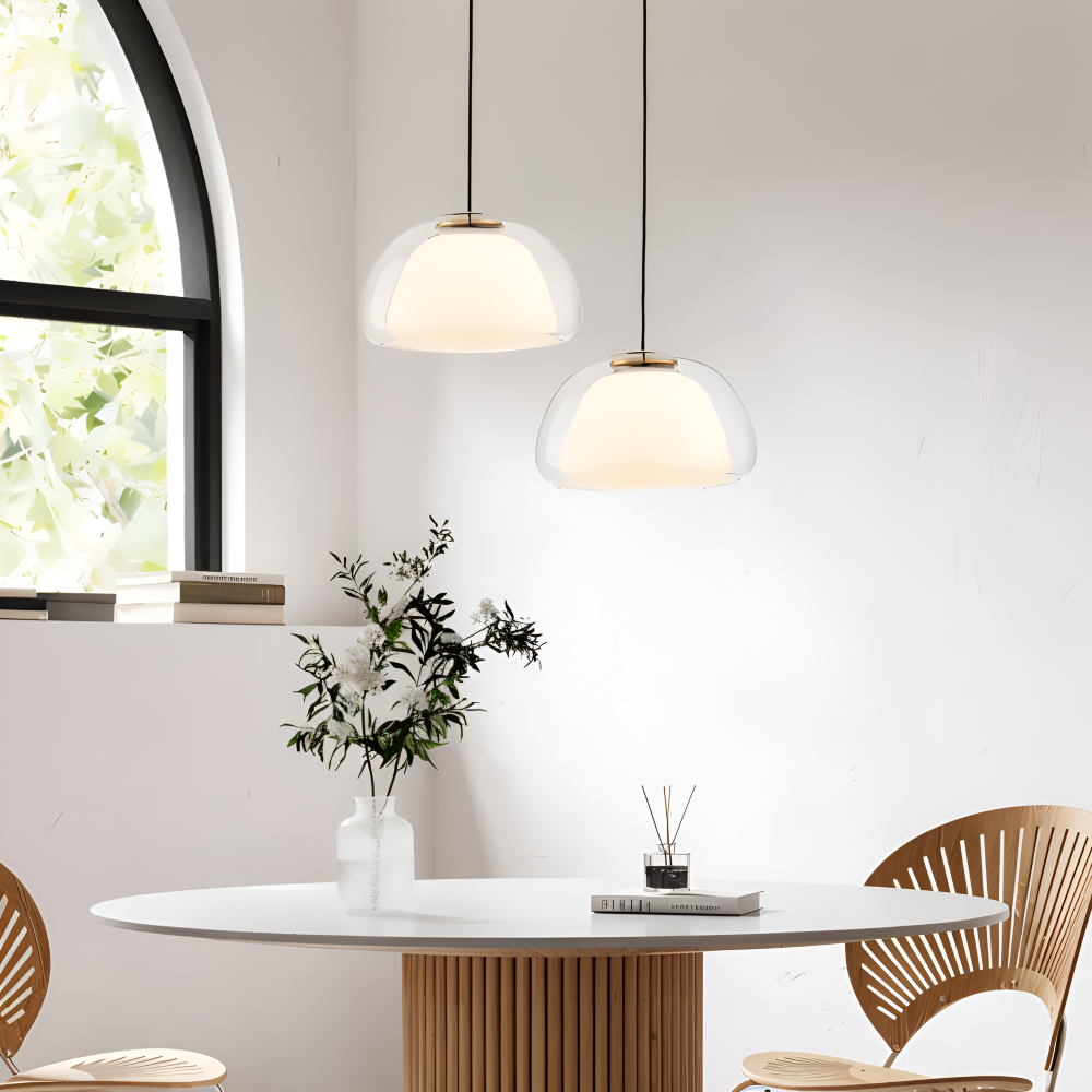 LustreJell - Moderne Creme Glas Pendelleuchte - Transparente Jelly LED Hängelampe