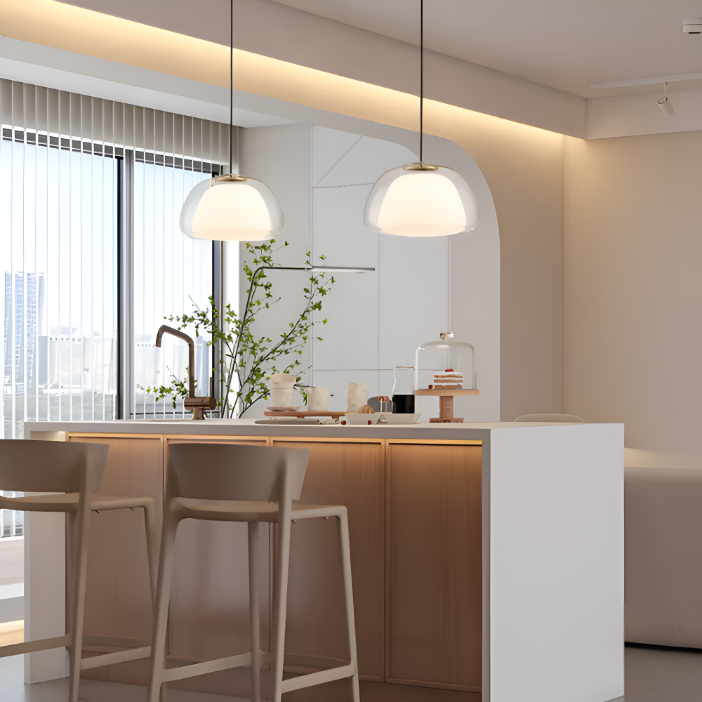 LustreJell - Moderne Creme Glas Pendelleuchte - Transparente Jelly LED Hängelampe
