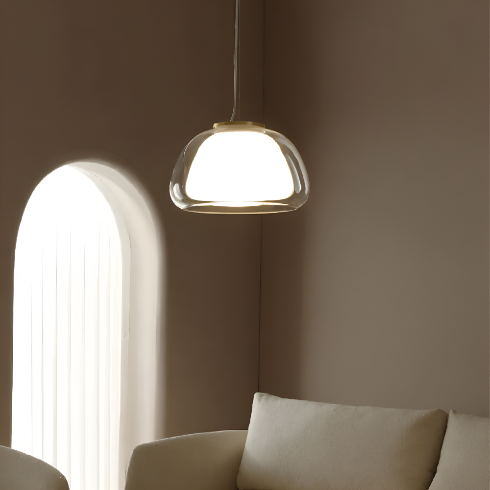 LustreJell - Moderne Creme Glas Pendelleuchte - Transparente Jelly LED Hängelampe