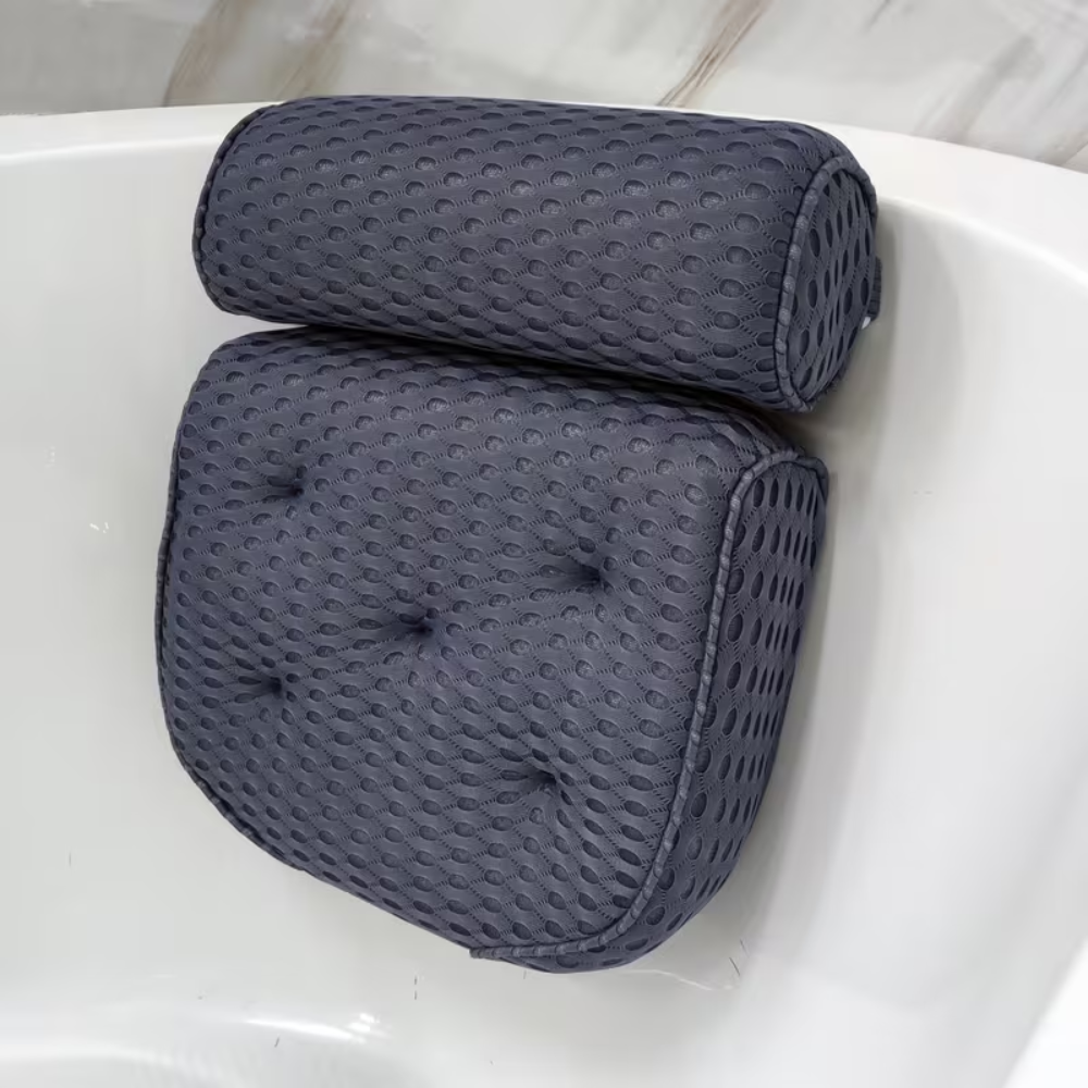 Badewannenkissen Ergonomisch – Atmungsaktives Badekissen mit 3D-Netz für Nacken- & Rückenkomfort