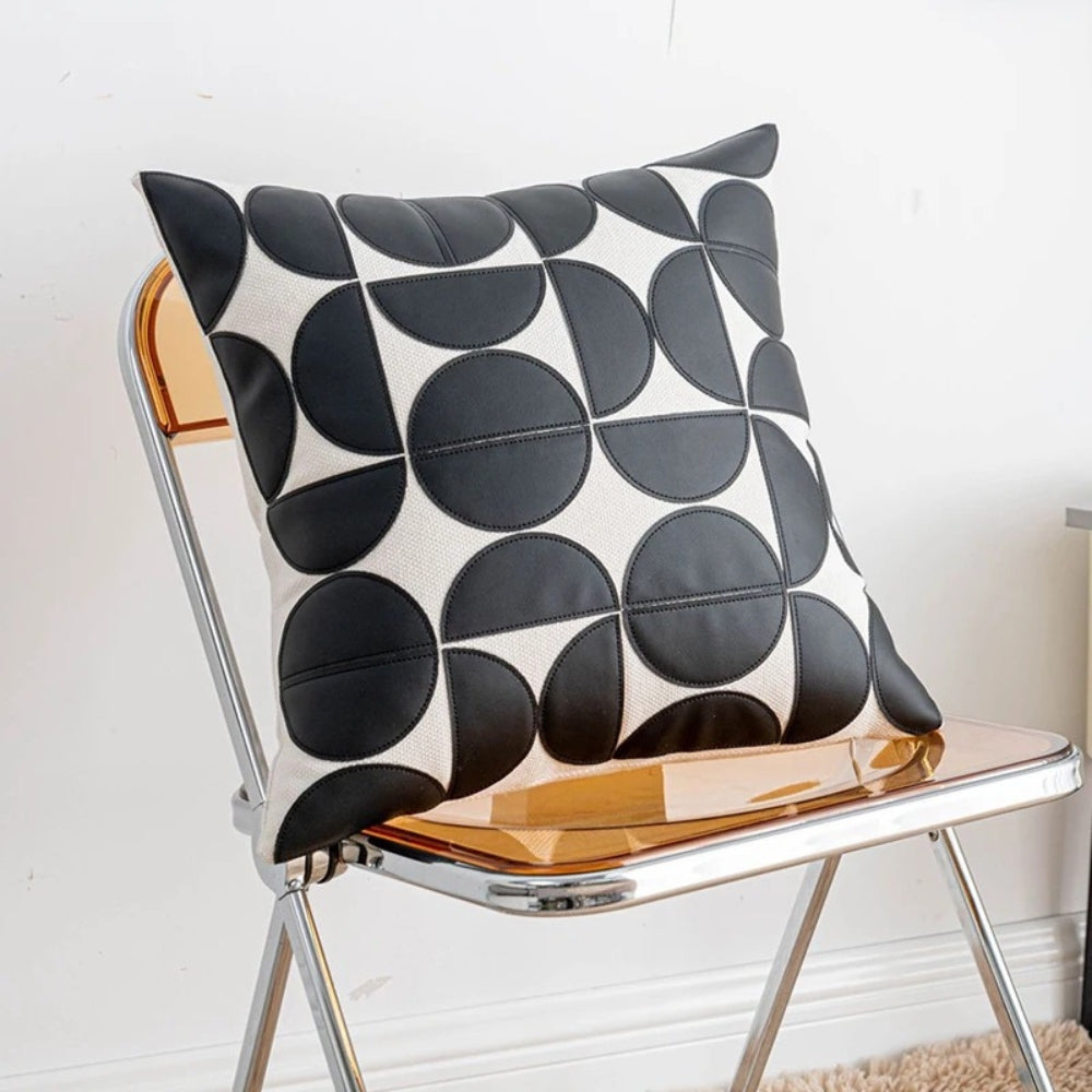 Luxe Geometrischer Sofakissenbezug | PU-Kunstleder, Modern 8