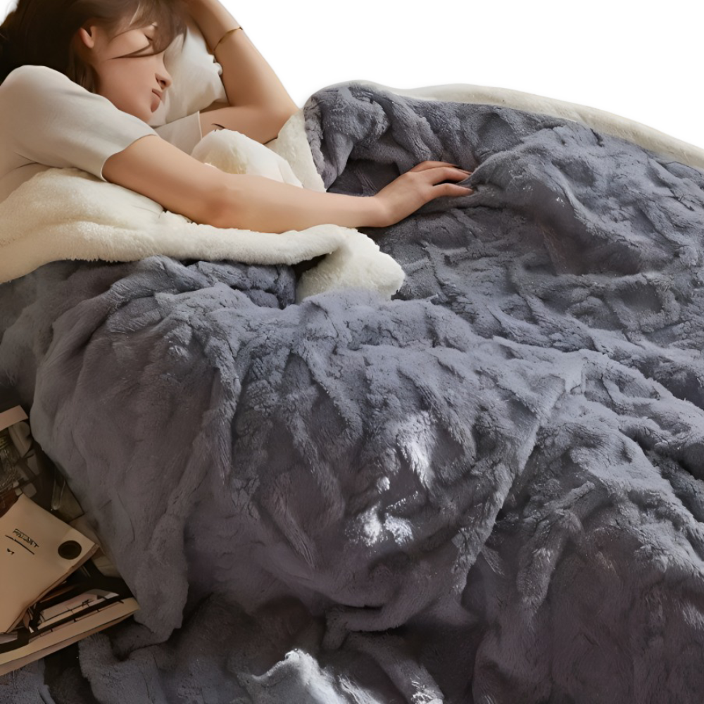 LuxiFaux Wool Plaid - Doppelseitiger Plüsch Fleece Überwurf