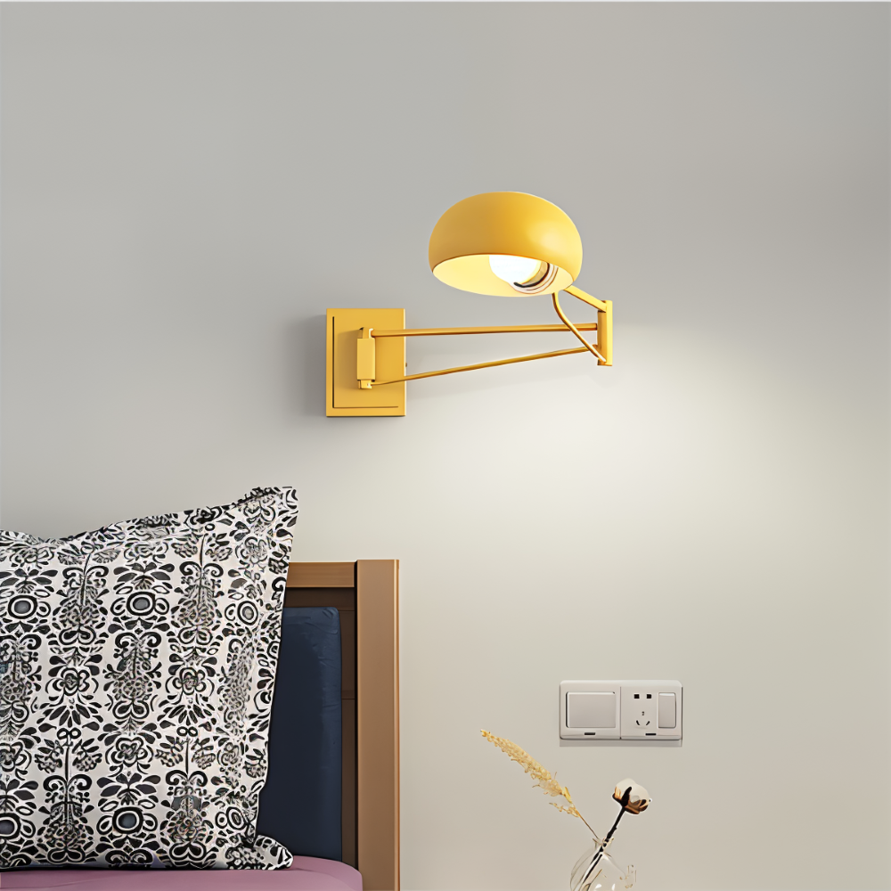 LuxiFlex Wandleuchte - Verstellbare Metallic Langarm Wandlampe - Moderne E27 Macaron Wandleuchten LED