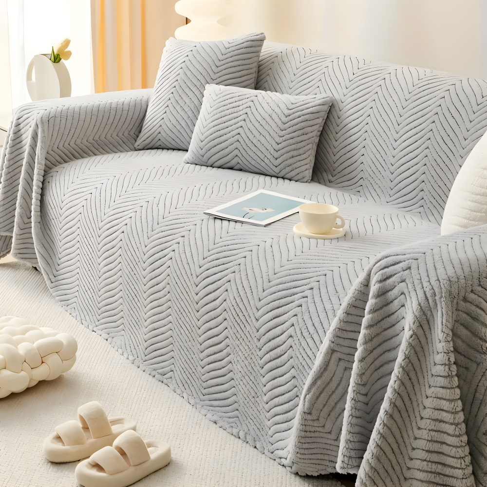LuxuraWrap Sofa Bezug - Weicher, Rutschfester Sofaschutz - Geometrischer, Haustierfreundlicher Überwurf für Sofa