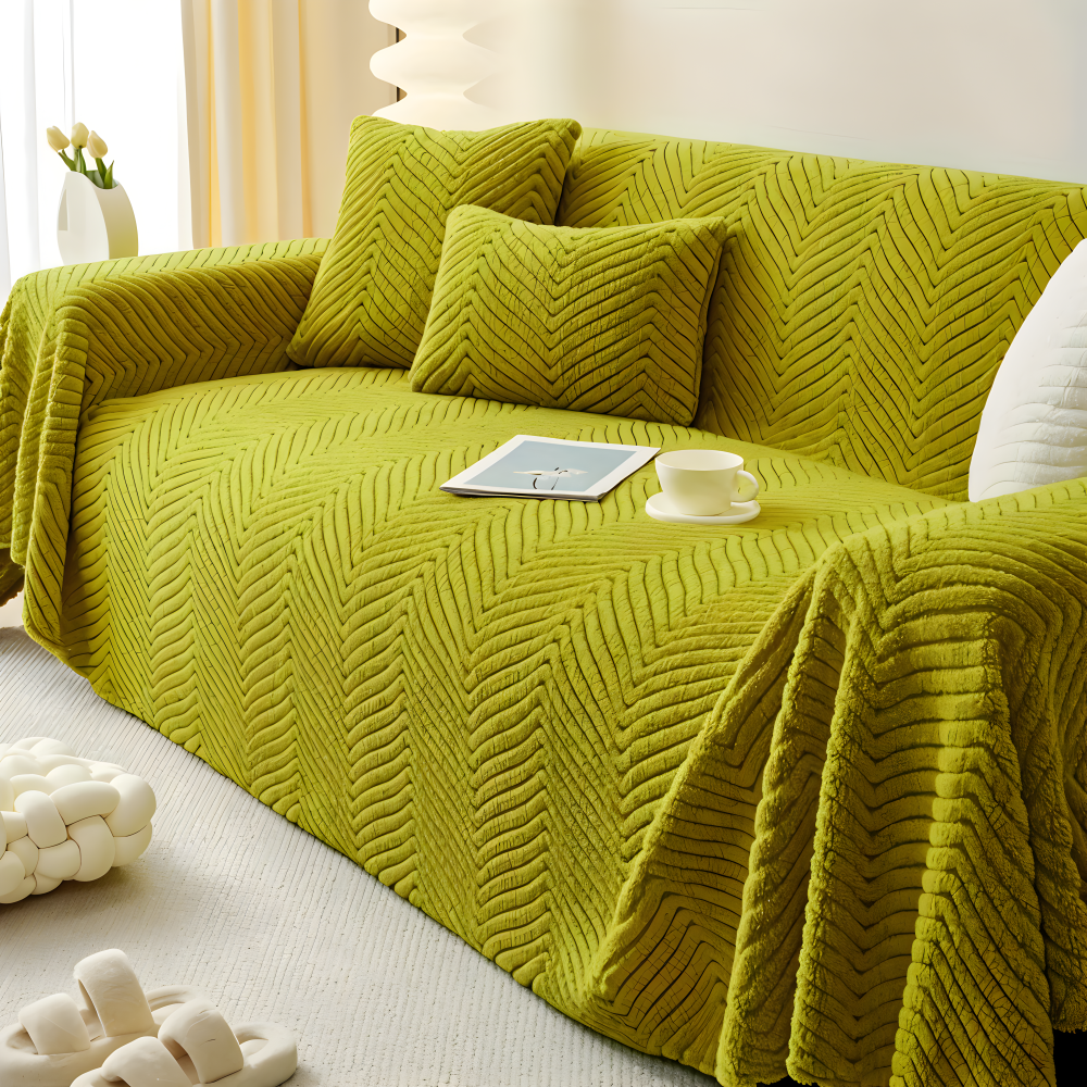 LuxuraWrap Sofa Bezug - Weicher, Rutschfester Sofaschutz - Geometrischer, Haustierfreundlicher Überwurf für Sofa