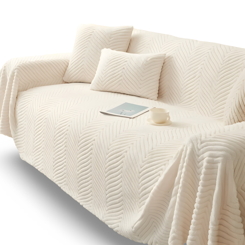 LuxuraWrap Sofa Bezug - Weicher, Rutschfester Sofaschutz - Geometrischer, Haustierfreundlicher Überwurf für Sofa