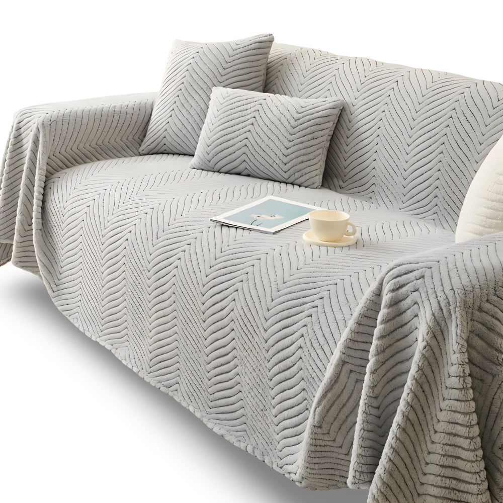 LuxuraWrap Sofa Bezug - Weicher, Rutschfester Sofaschutz - Geometrischer, Haustierfreundlicher Überwurf für Sofa