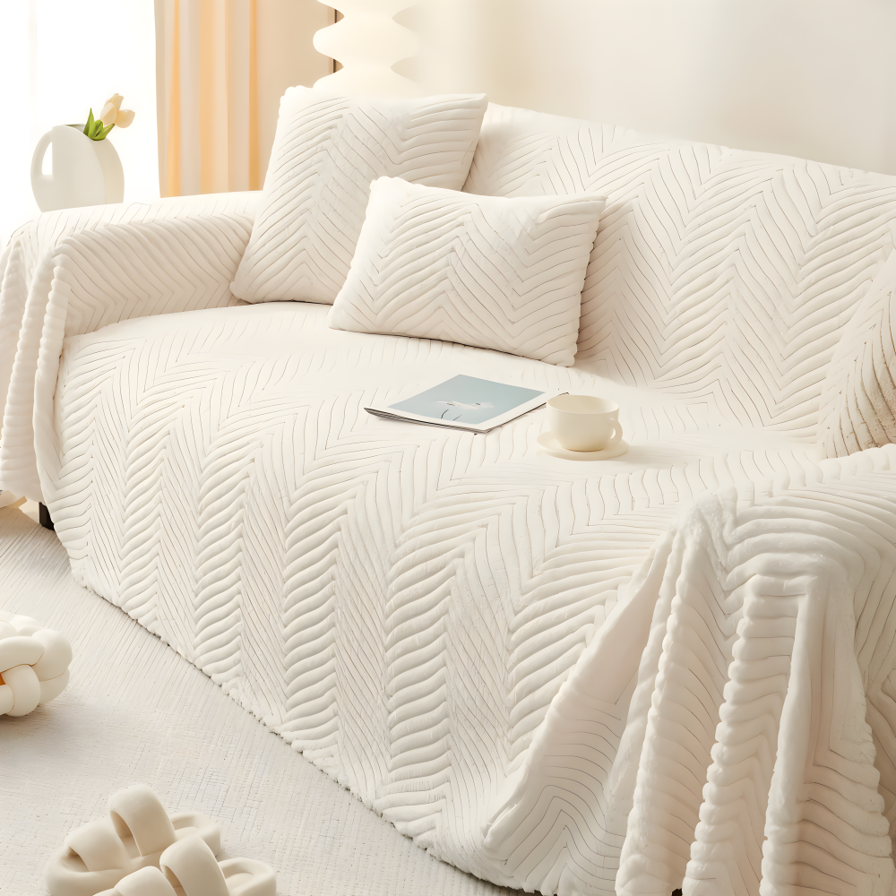 LuxuraWrap Sofa Bezug - Weicher, Rutschfester Sofaschutz - Geometrischer, Haustierfreundlicher Überwurf für Sofa
