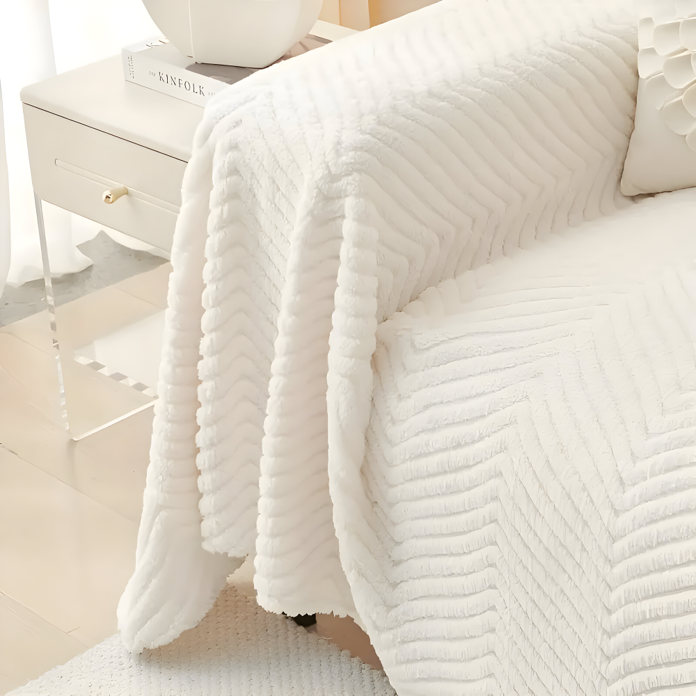 LuxuraWrap Sofa Bezug - Weicher, Rutschfester Sofaschutz - Geometrischer, Haustierfreundlicher Überwurf für Sofa
