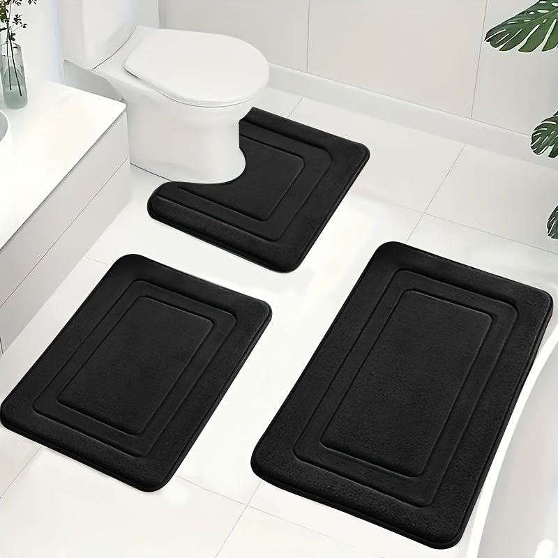 Luxuriöses Memory Foam Badematten-Set 3-teilig - Rutschfestes, Saugfähiges Design in Elegantem Grau für Badezimmer 2