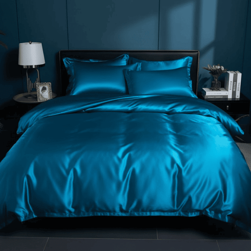 Glänzendes Satin Bettwäsche-Set – Weicher Bettbezug mit Spannbettlaken & Kissenbezügen für Schlafzimmer