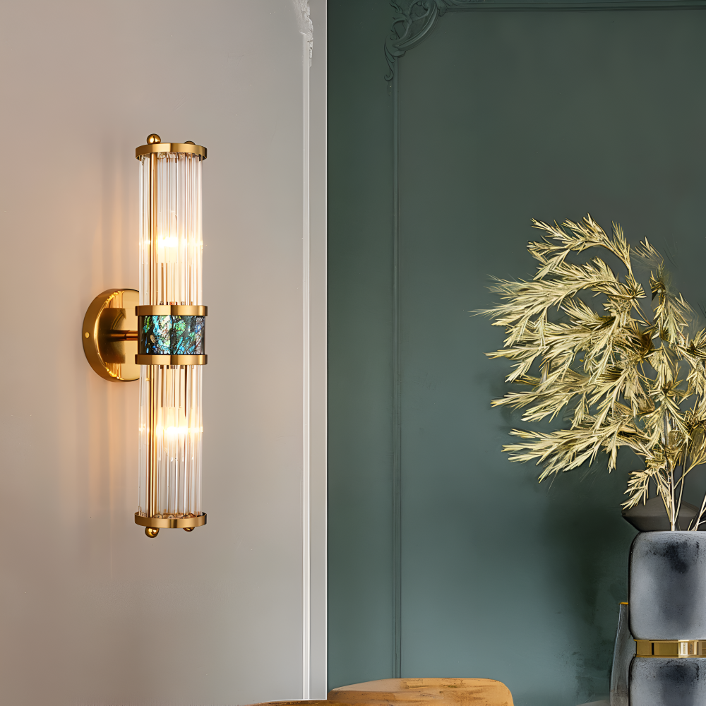 Luxuriöse Goldkristall Wandleuchte - Moderne Gerippte Wandlampe - E14 Wandleuchten LED