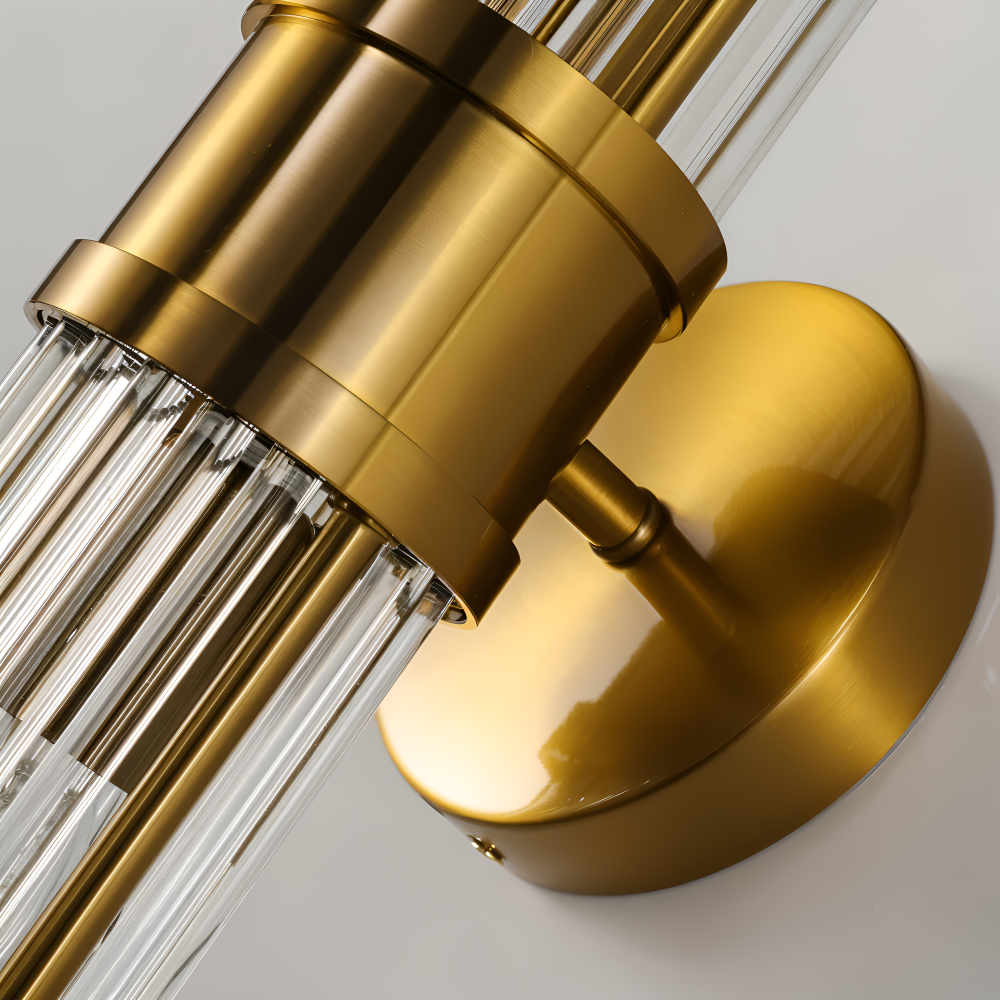 Luxuriöse Goldkristall Wandleuchte - Moderne Gerippte Wandlampe - E14 Wandleuchten LED