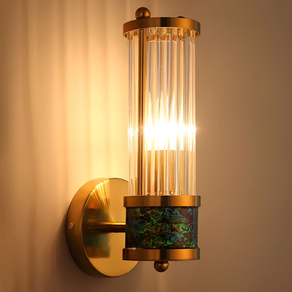 Luxuriöse Goldkristall Wandleuchte - Moderne Gerippte Wandlampe - E14 Wandleuchten LED