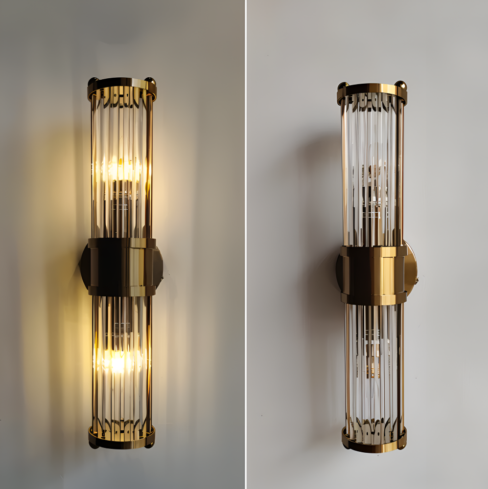 Luxuriöse Goldkristall Wandleuchte - Moderne Gerippte Wandlampe - E14 Wandleuchten LED