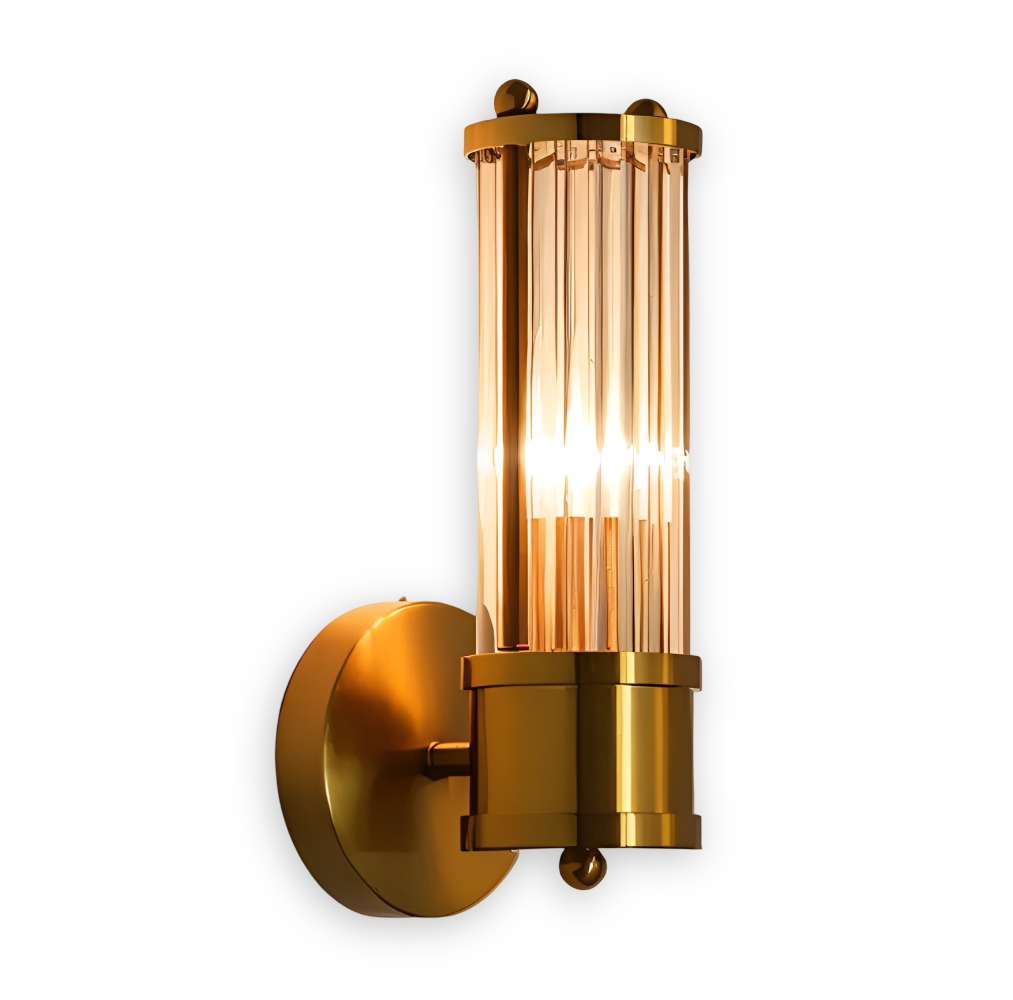 Luxuriöse Goldkristall Wandleuchte - Moderne Gerippte Wandlampe - E14 Wandleuchten LED