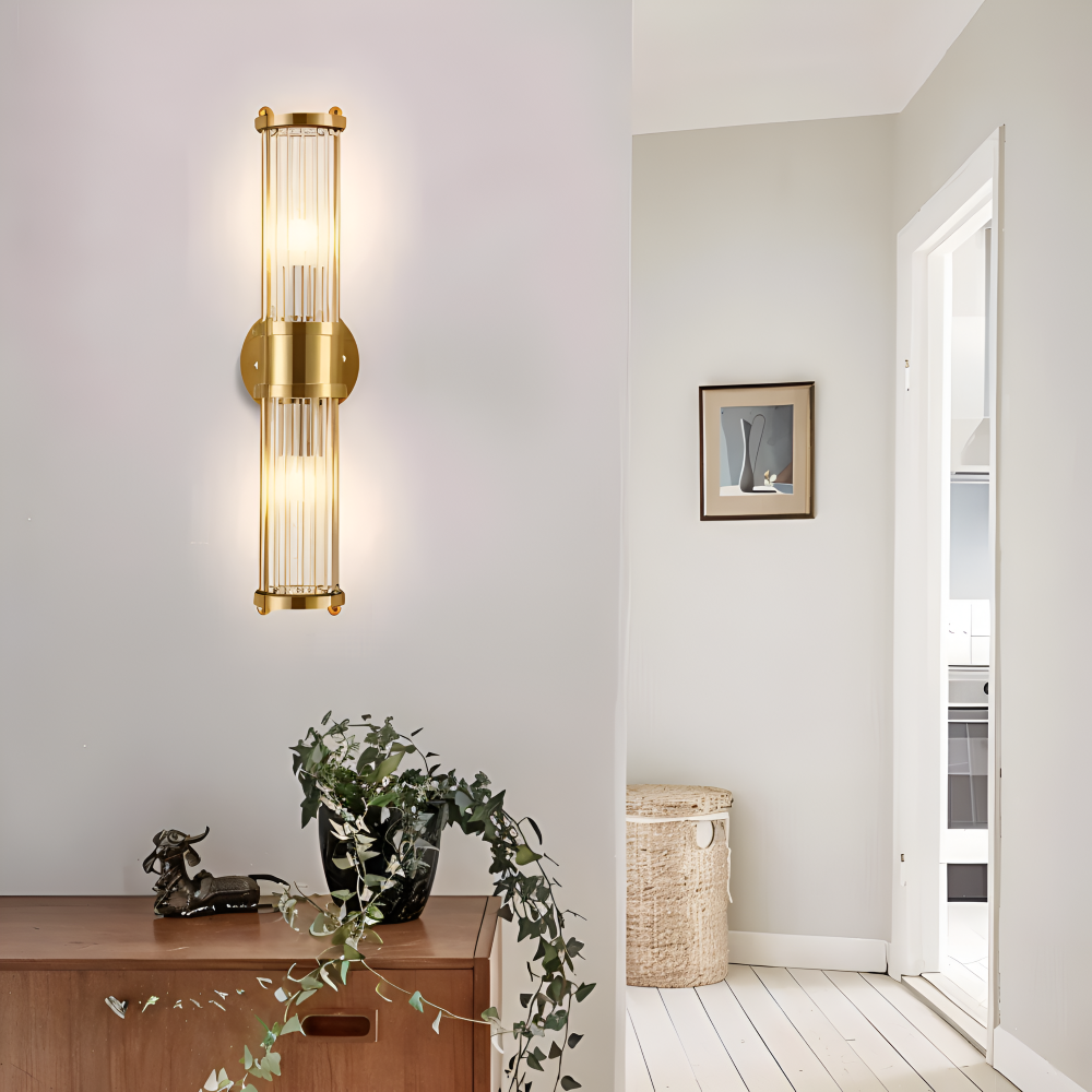 Luxuriöse Goldkristall Wandleuchte - Moderne Gerippte Wandlampe - E14 Wandleuchten LED