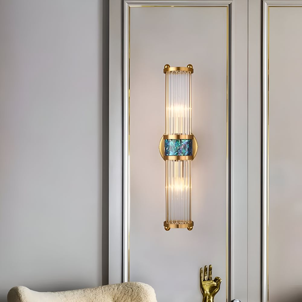Luxuriöse Goldkristall Wandleuchte - Moderne Gerippte Wandlampe - E14 Wandleuchten LED