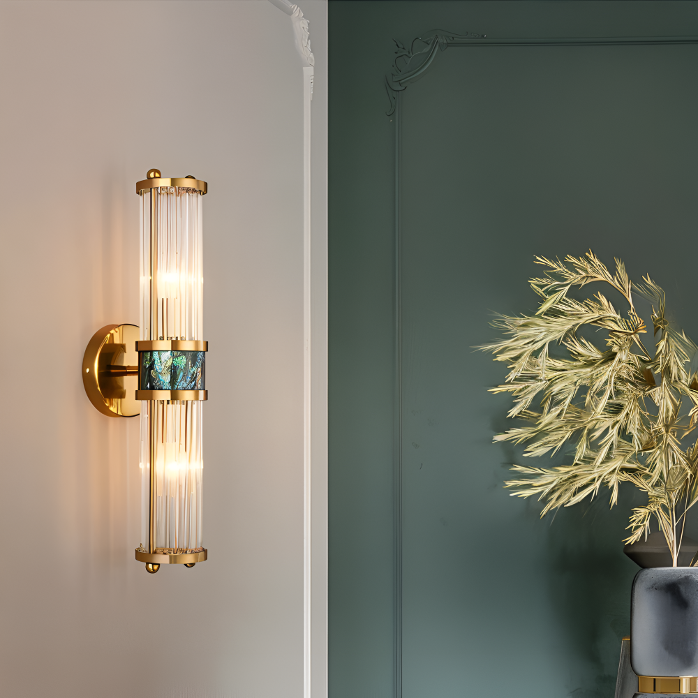 Luxuriöse Goldkristall Wandleuchte - Moderne Gerippte Wandlampe - E14 Wandleuchten LED