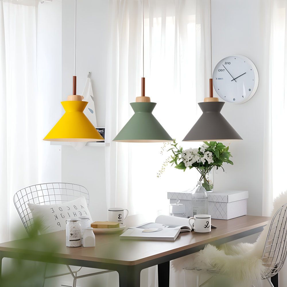 Macaron Hue Pendelleuchte - Bunte Flanell & Kuppel Design Hängelampe in Macaron Farben