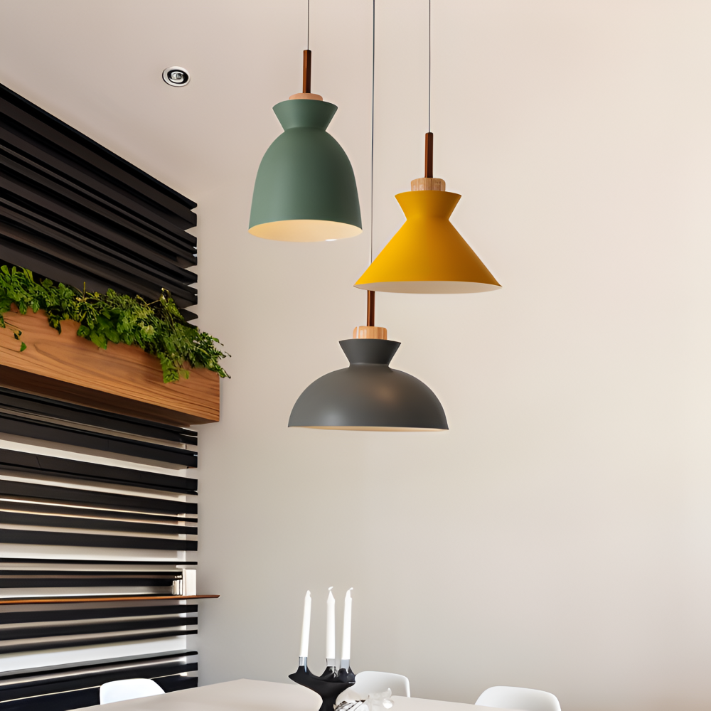 Macaron Hue Pendelleuchte - Bunte Flanell & Kuppel Design Hängelampe in Macaron Farben
