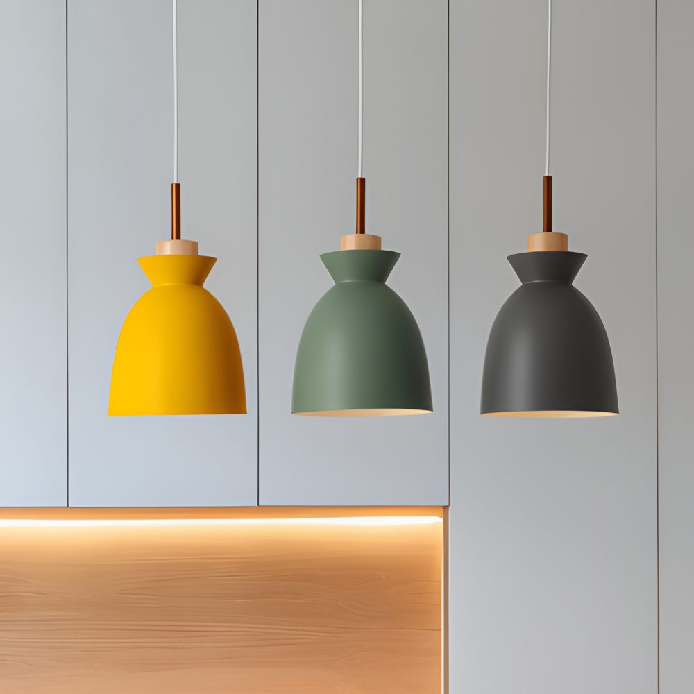 Macaron Hue Pendelleuchte - Bunte Flanell & Kuppel Design Hängelampe in Macaron Farben