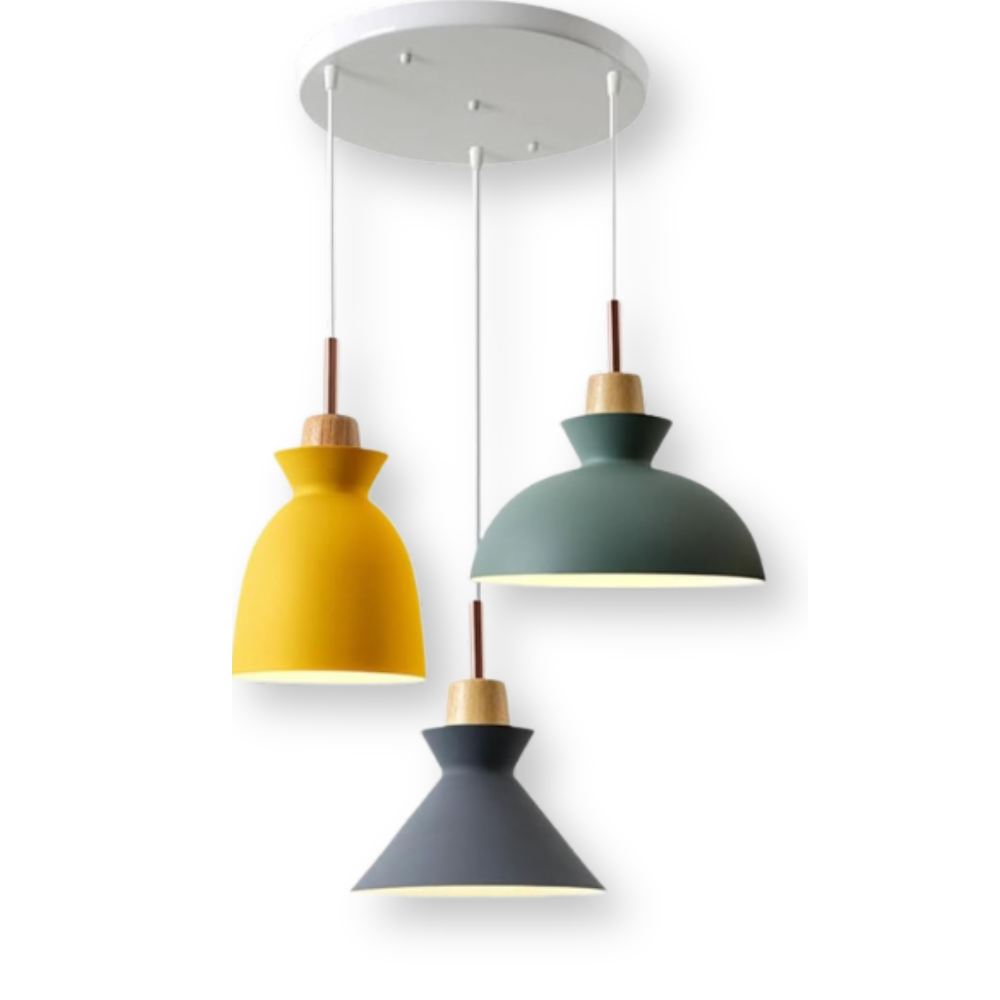 Macaron Hue Pendelleuchte - Bunte Flanell & Kuppel Design Hängelampe in Macaron Farben