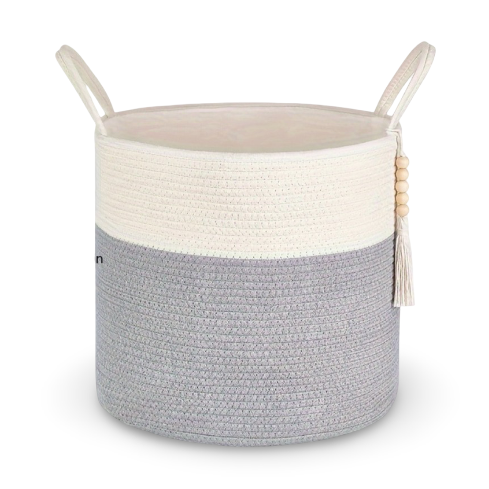 Makramee Aufbewahrungskorb Baumwolle – Geflochtener Wäschekorb (40x35cm)