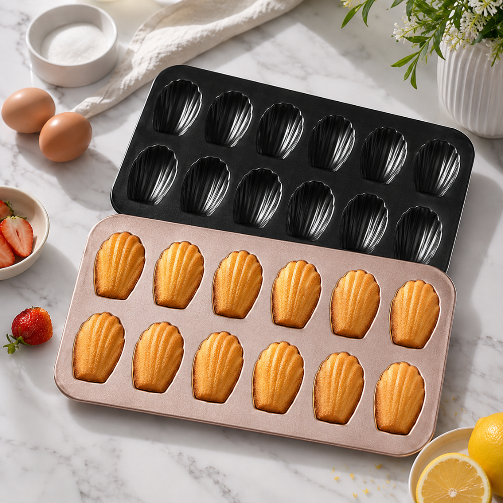 Madeleine Backform aus Kohlenstoffstahl – Antihaft Muschel Kuchenform für Gebäck, Muffins & Backen