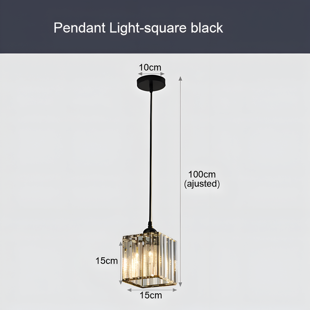 MagesticSpark Pendelleuchte - Schwarz Gold Pendelleuchte Quadratisch - Kristall Hängende Dekorationen Lampe