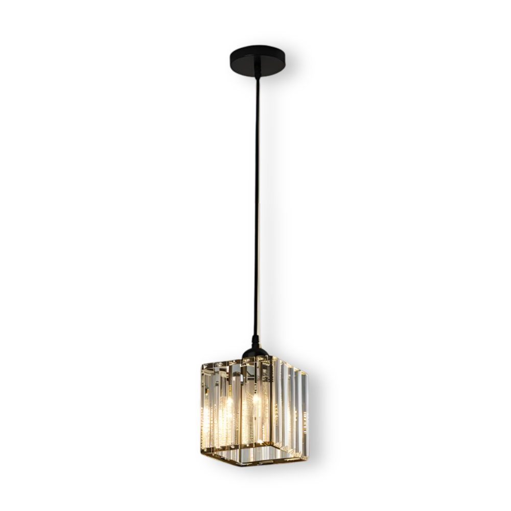 MagesticSpark Pendelleuchte - Schwarz Gold Pendelleuchte Quadratisch - Kristall Hängende Dekorationen Lampe