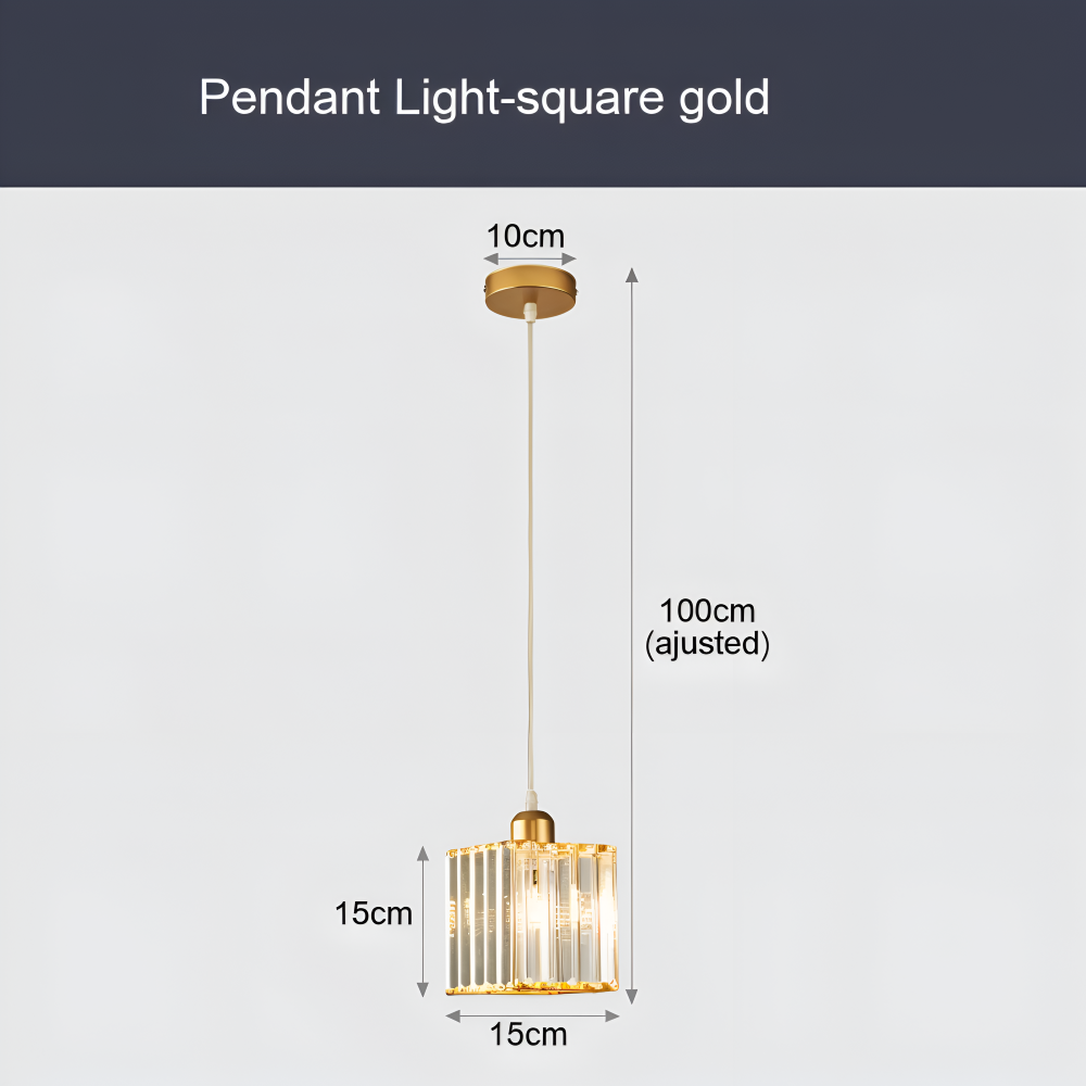 MagesticSpark Pendelleuchte - Schwarz Gold Pendelleuchte Quadratisch - Kristall Hängende Dekorationen Lampe