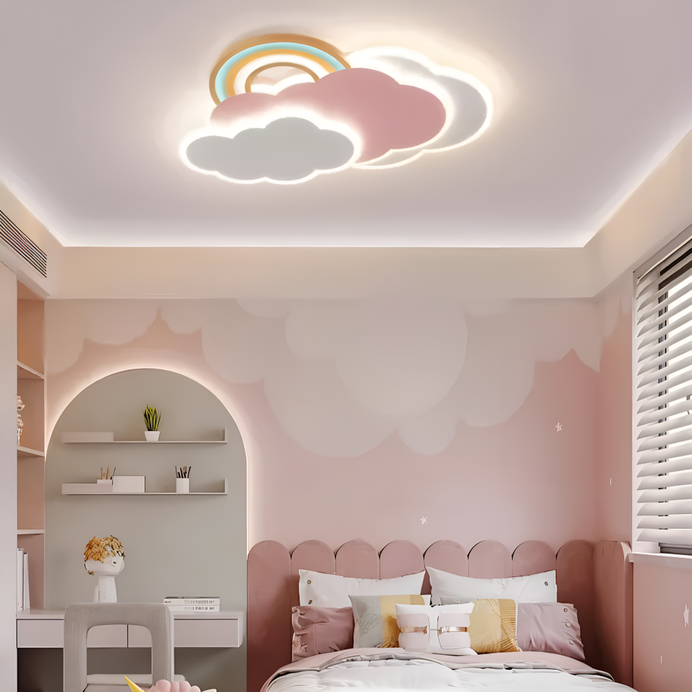 MagicPink Deckenleuchte - Bunte Wolke und Regenbogen LED Deckenleuchte für Kinderzimmer