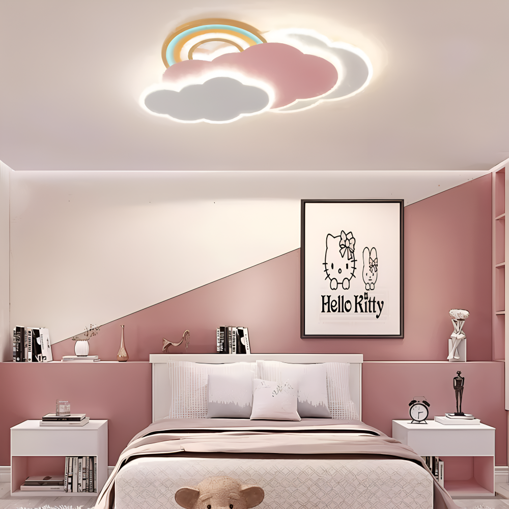 MagicPink Deckenleuchte - Bunte Wolke und Regenbogen LED Deckenleuchte für Kinderzimmer