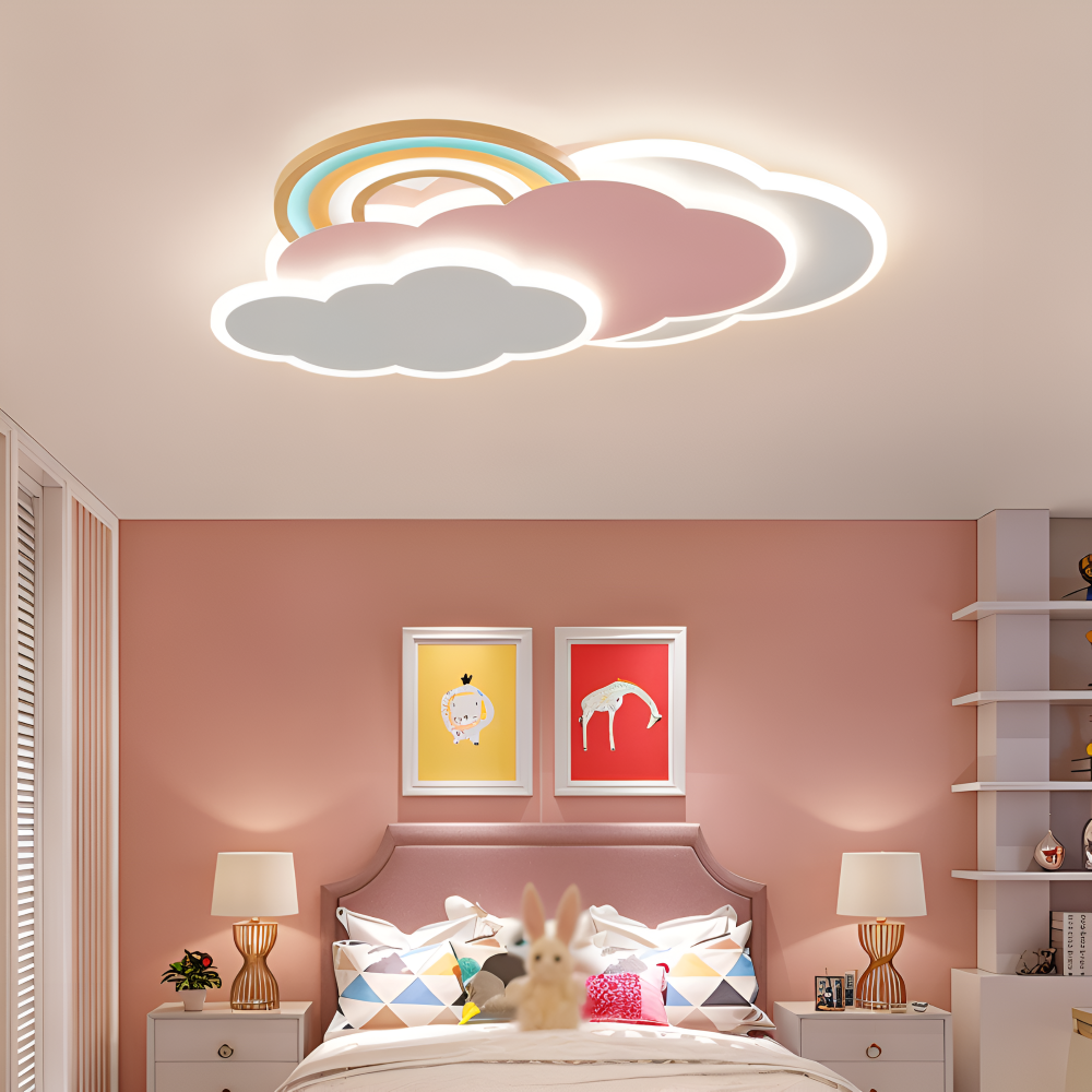 MagicPink Deckenleuchte - Bunte Wolke und Regenbogen LED Deckenleuchte für Kinderzimmer