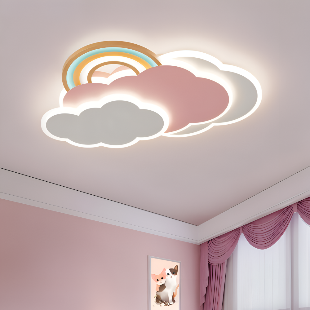 MagicPink Deckenleuchte - Bunte Wolke und Regenbogen LED Deckenleuchte für Kinderzimmer