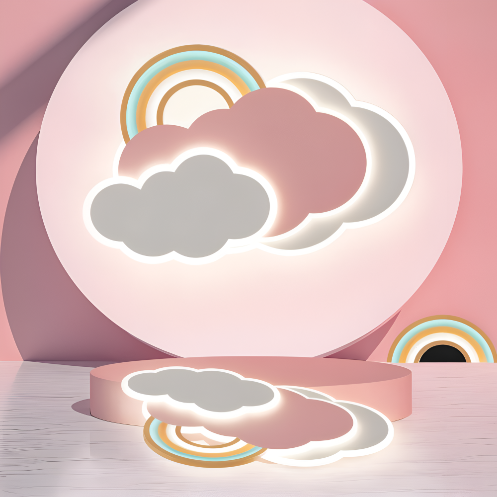 MagicPink Deckenleuchte - Bunte Wolke und Regenbogen LED Deckenleuchte für Kinderzimmer