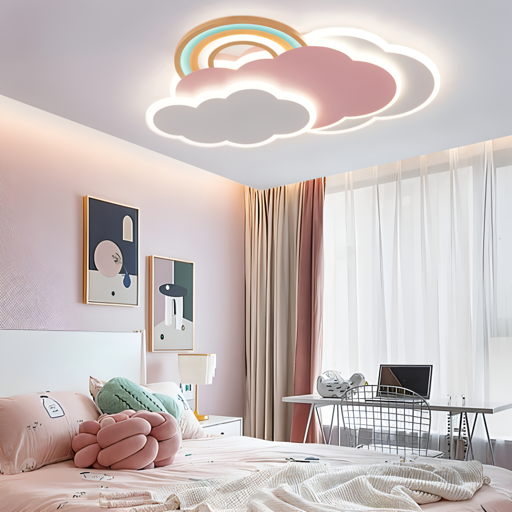 MagicPink Deckenleuchte - Bunte Wolke und Regenbogen LED Deckenleuchte für Kinderzimmer